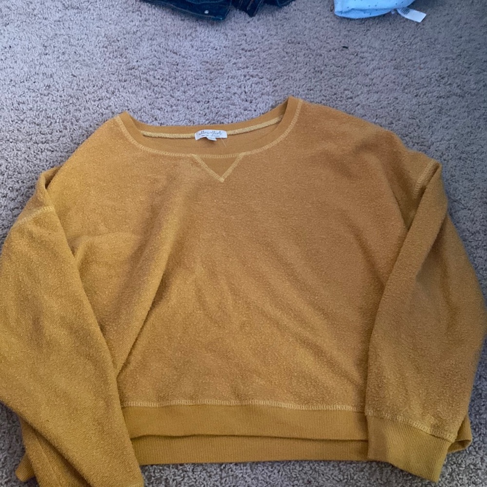 Ultra Flirt large yellow inside out fabric look sweater